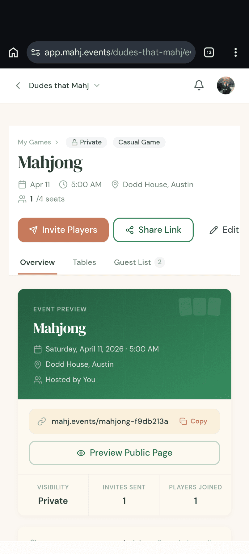 mahj.events event detail